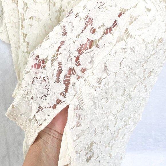 Madewell cream floral lace short sleeve blouse size medium - Picture 8 of 13